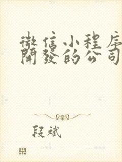 微信小程序定制开发的公司