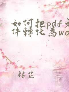 如何把pdf文件转化为word文档