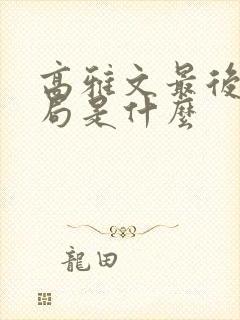 高雅文最后的结局是什么