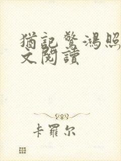 犹记惊鸿照影全文阅读