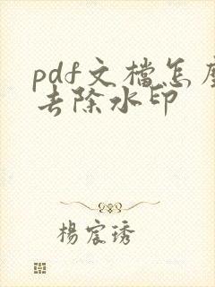 pdf文档怎么去除水印