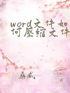 word文件如何压缩文件大小