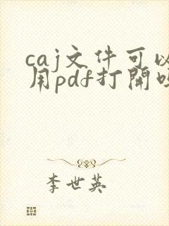 caj文件可以用pdf打开吗