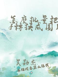 怎么批量把pdf转换成图片