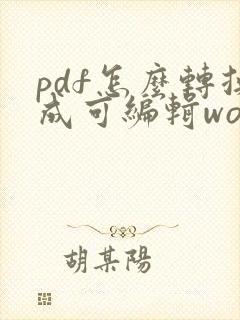 pdf怎么转换成可编辑word文档
