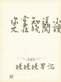 你会知道小说全文在线阅读免费