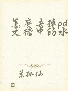 怎么去掉pdf文档中的水印