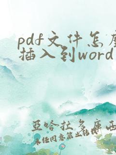 pdf文件怎么插入到word中