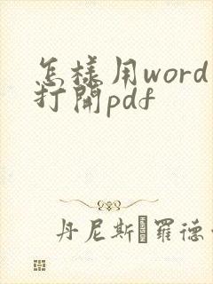 怎样用word打开pdf