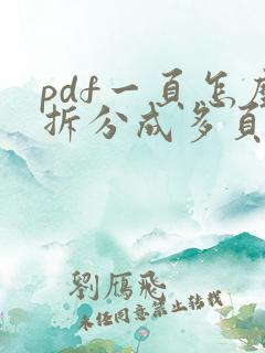 pdf一页怎么拆分成多页打印