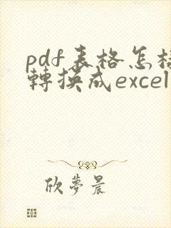 pdf表格怎样转换成excel表格