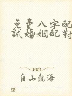 免费八字配对测试婚姻配对