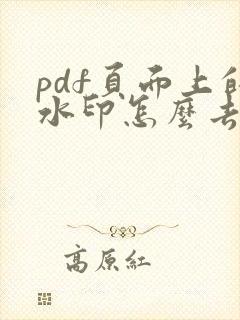 pdf页面上的水印怎么去除