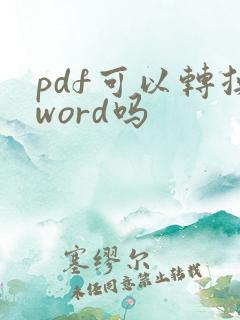 pdf可以转换word吗