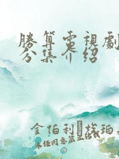 胜算电视剧剧情分集介绍
