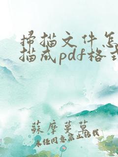 扫描文件怎么扫描成pdf格式文件