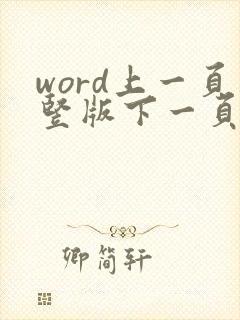 word上一页竖版下一页横版