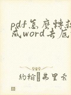 pdf怎么转换成word去底纹