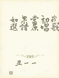 如果当初我没有选错原唱歌曲