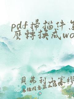 pdf扫描件怎么转换成word
