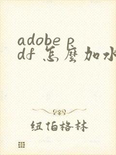 adobe pdf 怎么加水印