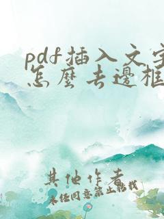 pdf插入文字怎么去边框