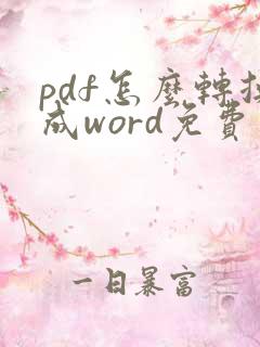 pdf怎么转换成word免费版