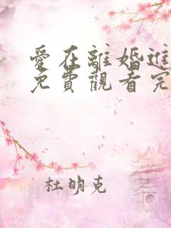 爱在离婚进行时免费观看完整版高清