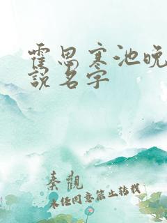 霍思寒池晚的小说名字