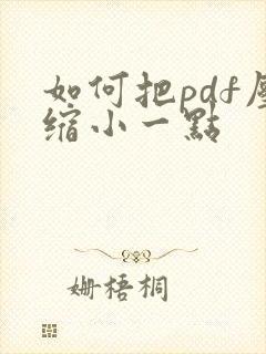 如何把pdf压缩小一点