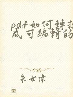pdf如何转换成可编辑的格式