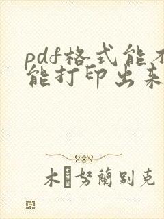 pdf格式能不能打印出来