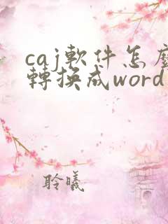 caj软件怎么转换成word文档