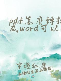 pdf怎么转换成word可以编辑原文吗