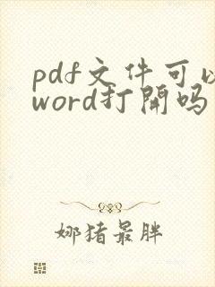pdf文件可以word打开吗