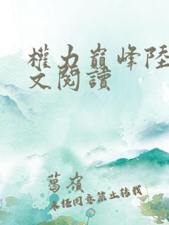 权力巅峰陆皓全文阅读