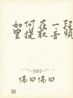 如何在一段视频里提取音频