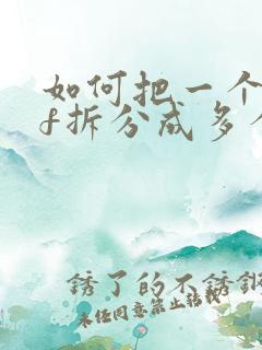 如何把一个pdf拆分成多个