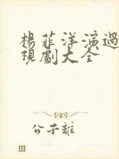 杨菲洋演过的电视剧大全