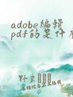 adobe编辑pdf的是什么软件