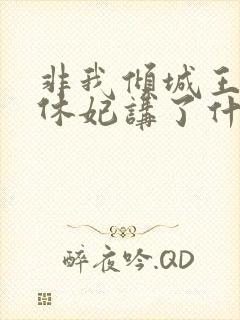非我倾城王爷要休妃讲了什么