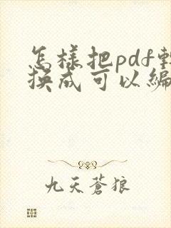 怎样把pdf转换成可以编辑的文档
