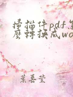 扫描件pdf怎么转换成word