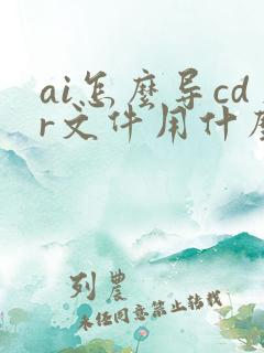 ai怎么导cdr文件用什么打开