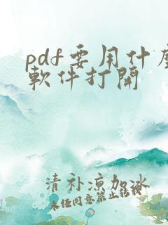 pdf要用什么软件打开