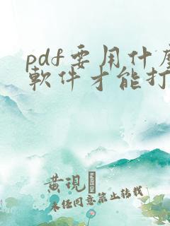 pdf要用什么软件才能打开