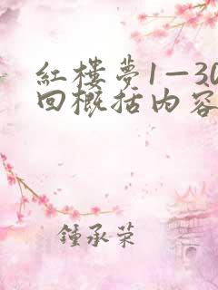红楼梦1—30回概括内容