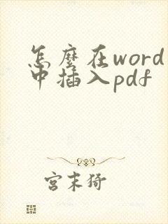 怎么在word中插入pdf