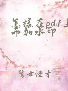 怎样在pdf上面加水印
