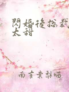 闪婚后总裁娇妻太甜